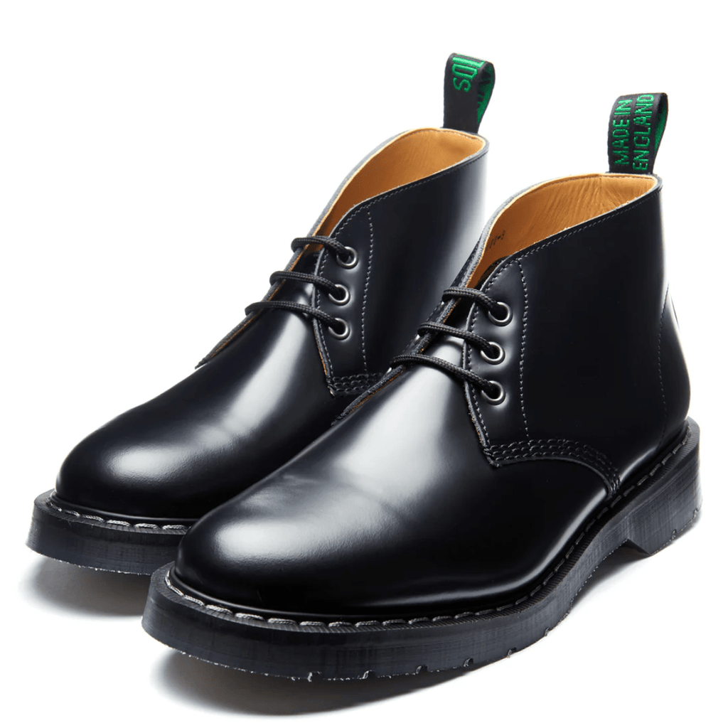 Solovair 3 Eye Chukka Boot in Black Hi-Shine