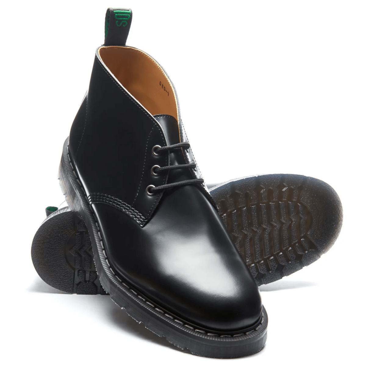 Solovair 3 Eye Chukka Boot in Black Hi-Shine