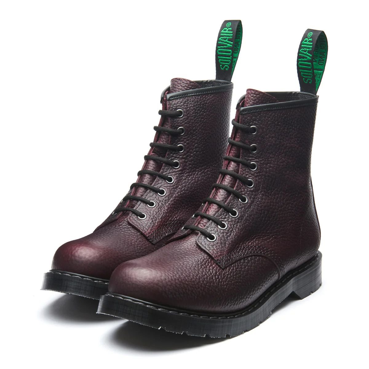 Solovair 8 Eye Derby Boot in Burgundy Gaucho Grain