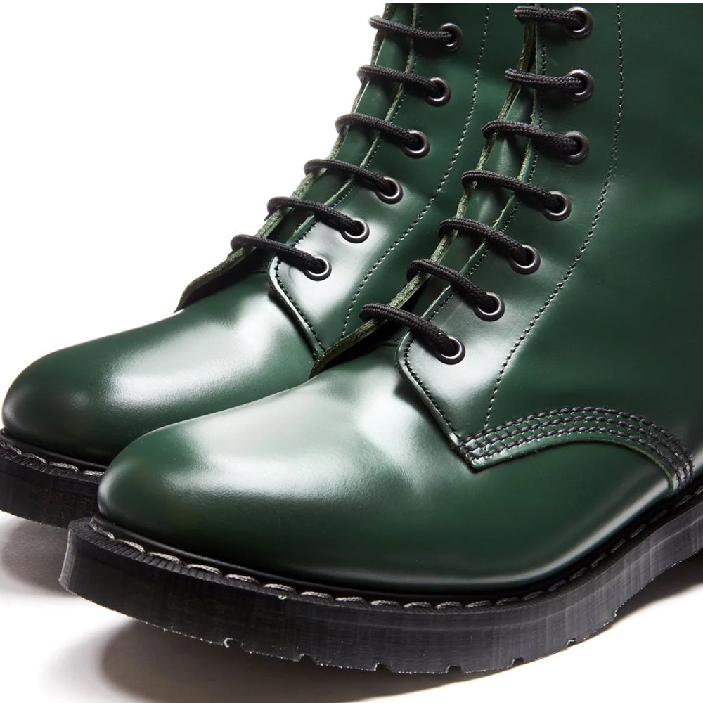 Solovair 8 Eye Derby Boot in Green Hi-Shine