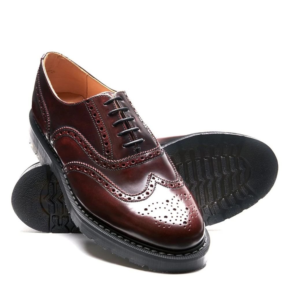 Solovair English Brogue in Burgundy Rub-Off
