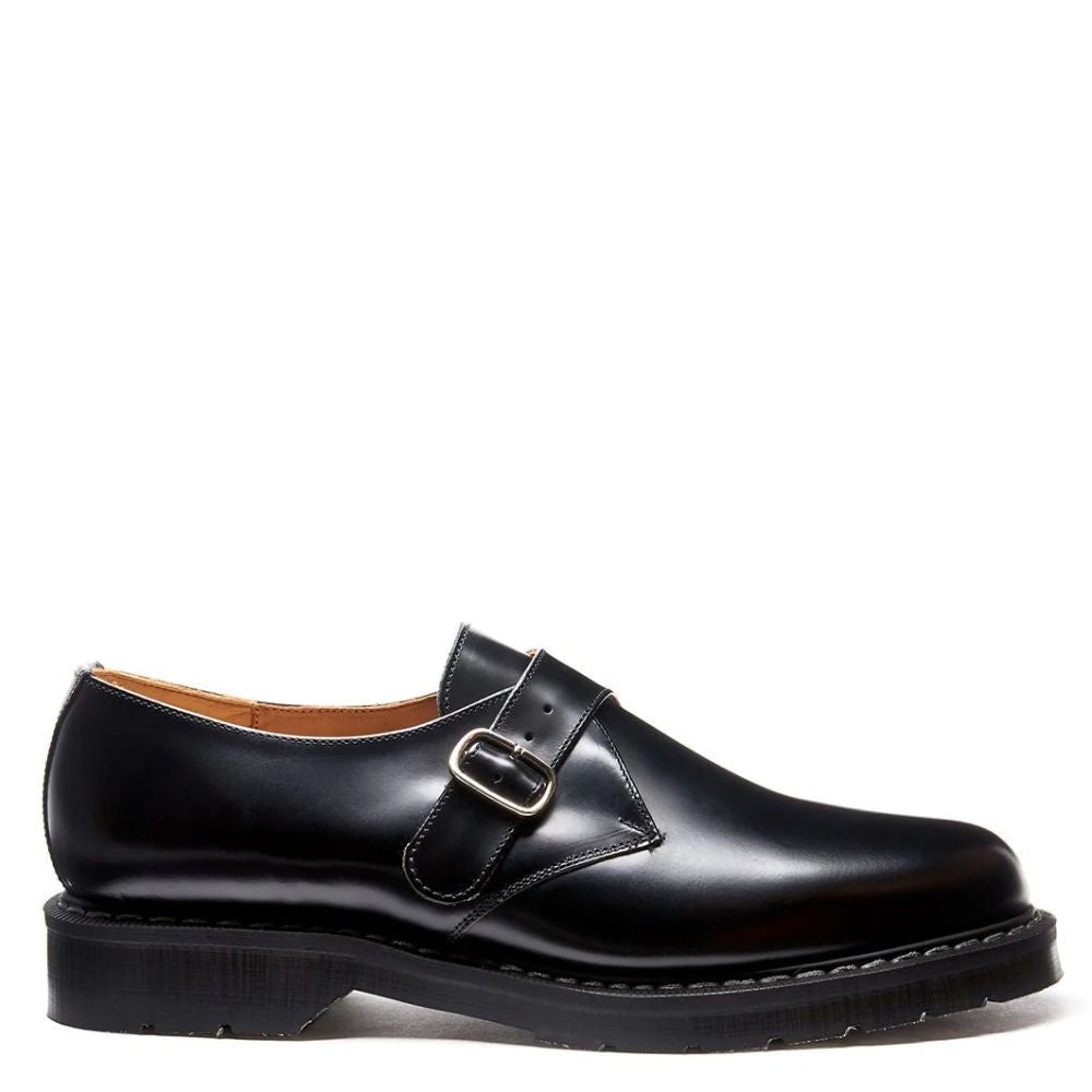 Solovair Single Buckle Monk Shoe in Black Hi-Shine