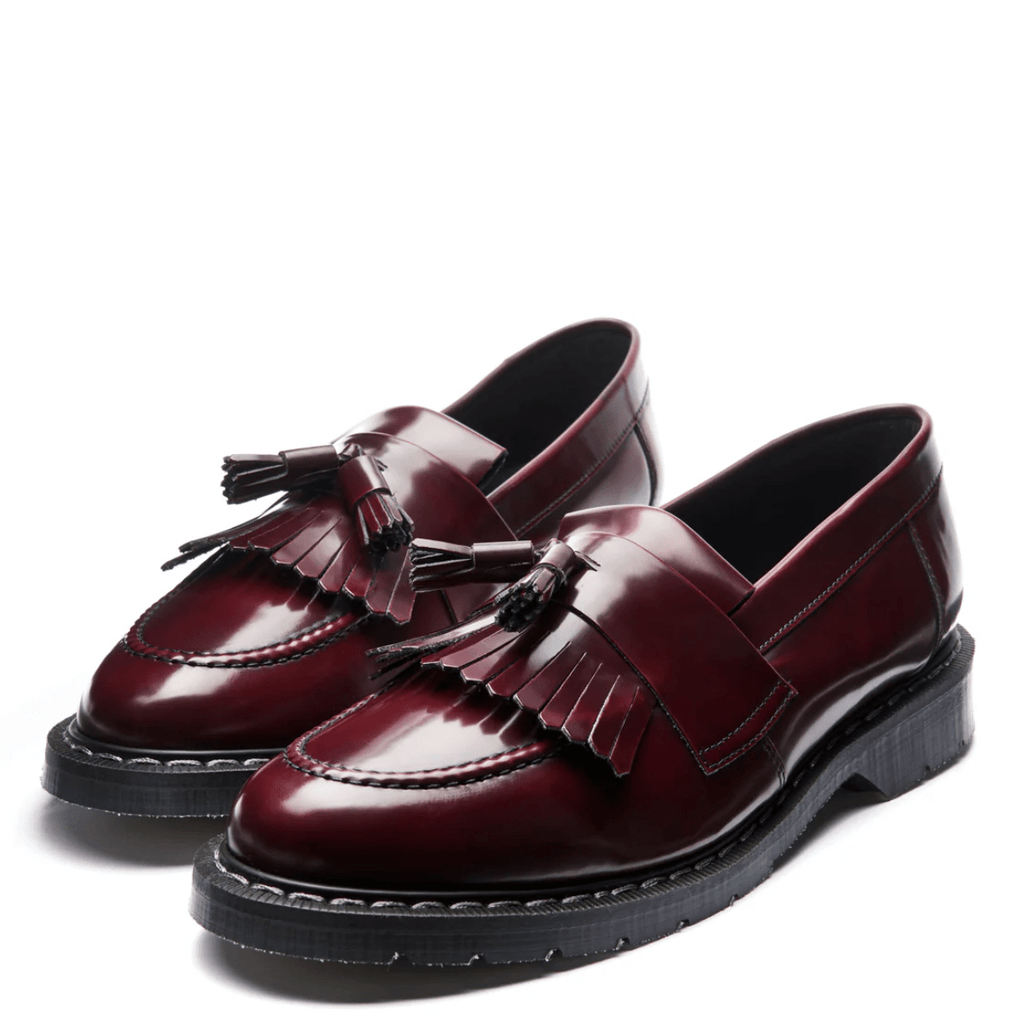 Solovair Tassel Loafer Vegan in Cherry Red Rub-Off