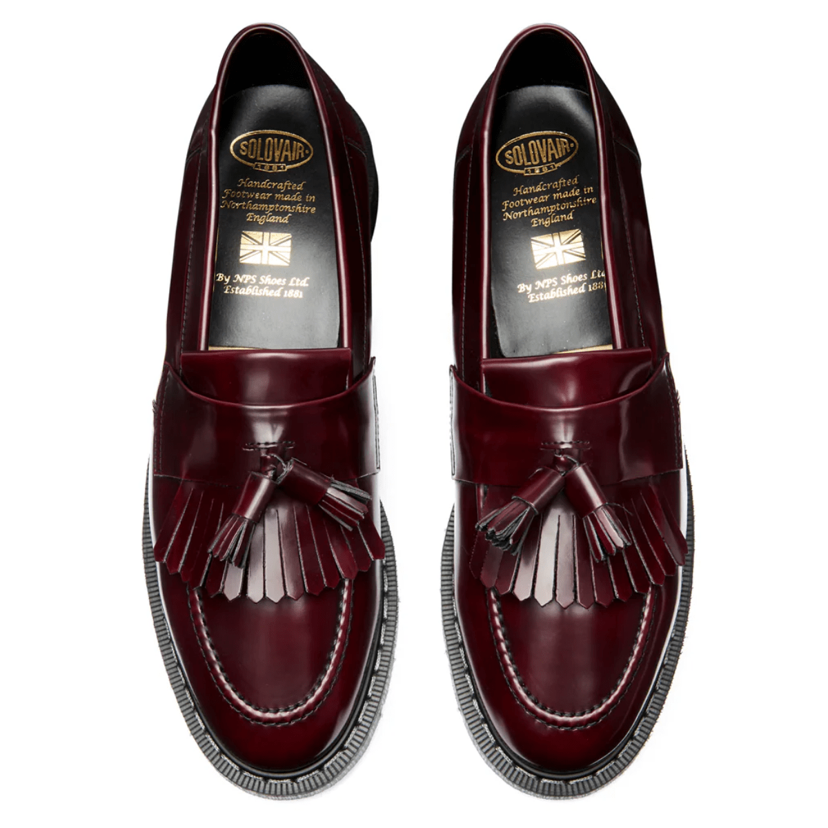 Solovair Tassel Loafer Vegan in Cherry Red Rub-Off