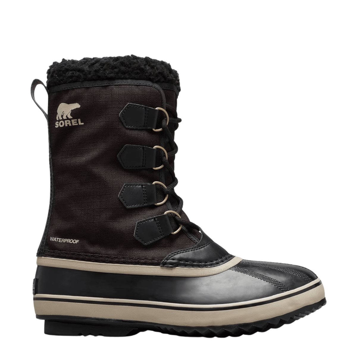 Sorel Men's 1964 Pac Nylon Waterproof Boot in Black/Ancient Fossil