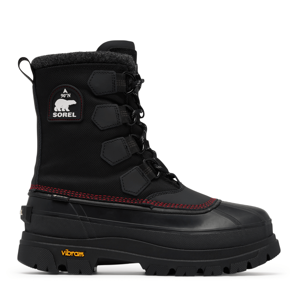 Sorel Men's Caribou Horizon GTX in Black/Bright Red
