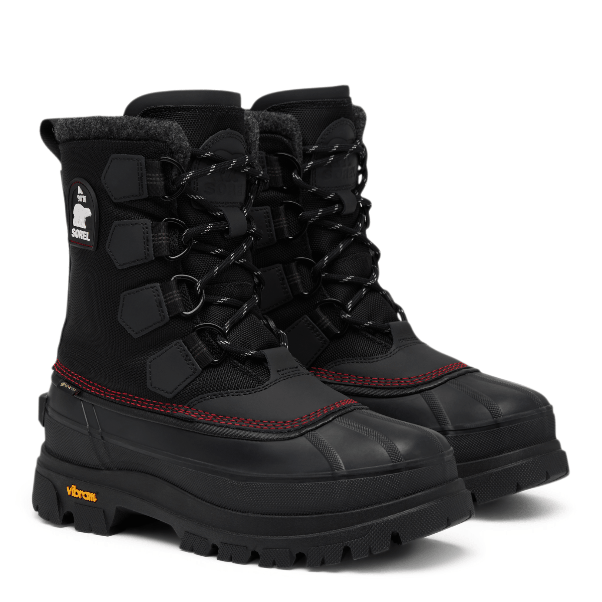 Sorel Men's Caribou Horizon GTX in Black/Bright Red