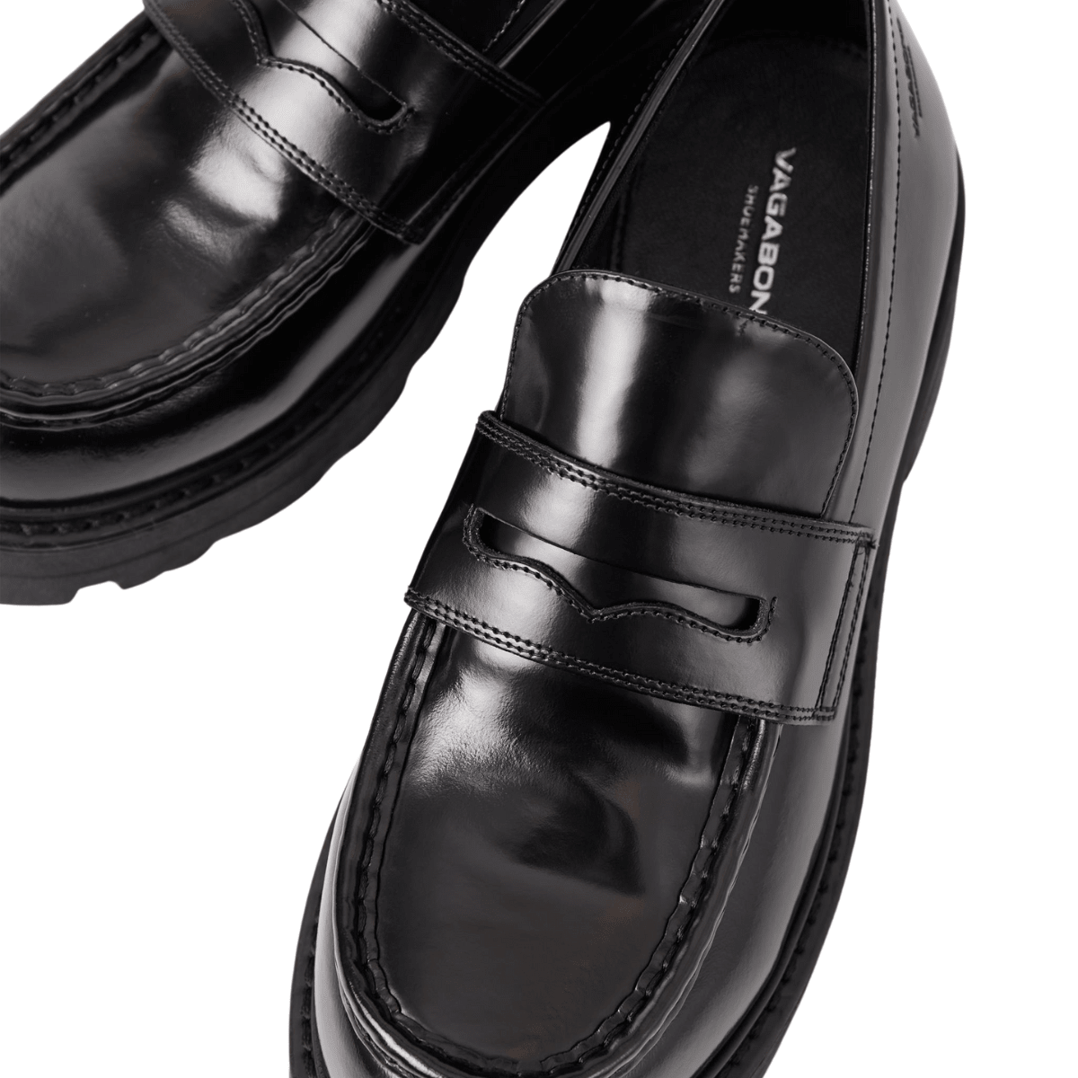 Vagabond Women's Cosmo 2.0 Loafers in Black Polished Leather